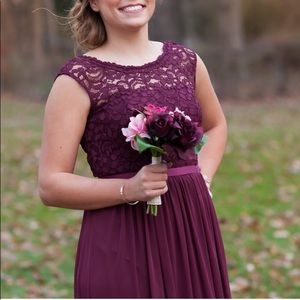 Wine lace bridesmaid dress